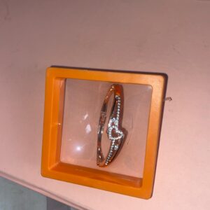 Sparkle Heart Bangle – Rose Gold Crystal Bracelet for Women