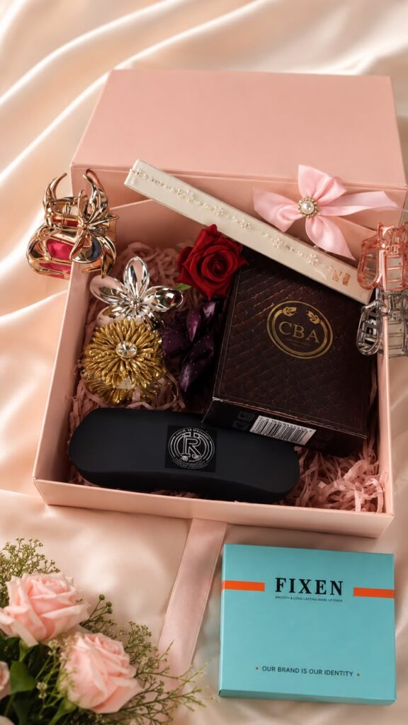 Pastel pink gift box with satin bow
