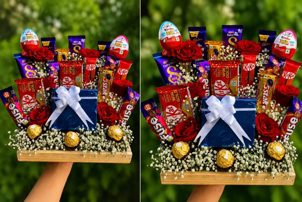 Premium Chocolate Gift Hamper with Roses & Surprise Gift Box